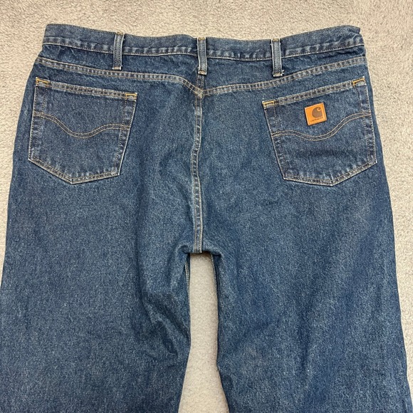 Carhartt Jeans Mens 46x30 Relaxed Fit B460-DVB Blue Denim Work Straight Mid Wash - Picture 5 of 10